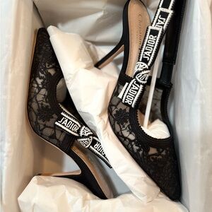 Dior Black Lace J'Adior Slingback Pump Heels KCV368DLN_S900 (100% authentic)